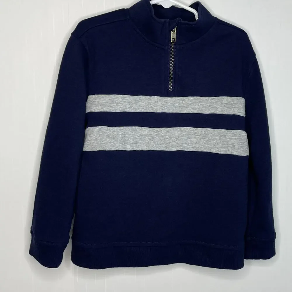 Janie And Jack Quarter Zip Striped Sweatshirt Size 4